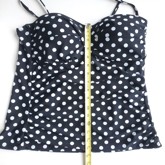 Collections by Catalina Tankini Swim Top Size L 12-14 Bandeau Black Polka Dot - Picture 6 of 8